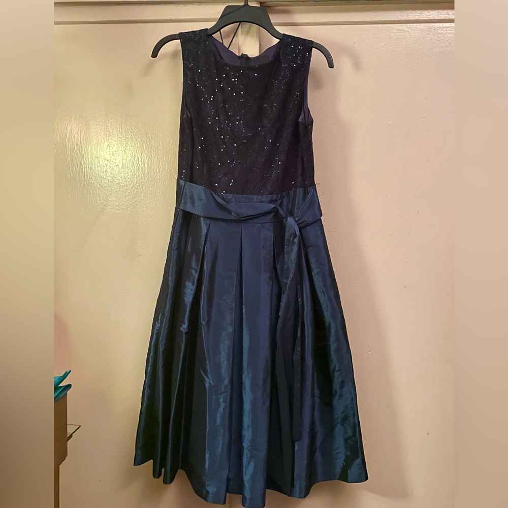 Navy Blue Dress with sequined shrug size 10